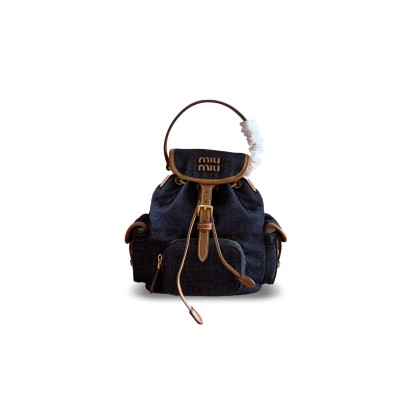 MIU MIU CANVAS AND LEATHER BACKPACK 5BZ043 (29.5*25*12.5cm)